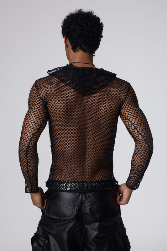Clear Trace Cutout Hooded Top