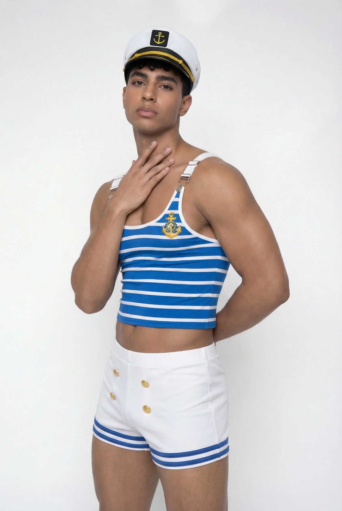 Clear Fold Stripe Shorts Set