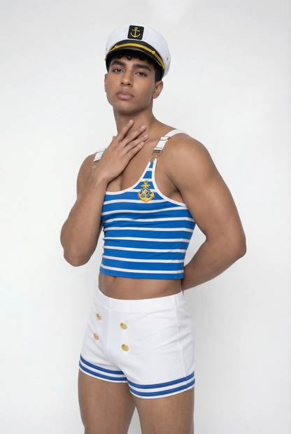 Clear Fold Stripe Shorts Set