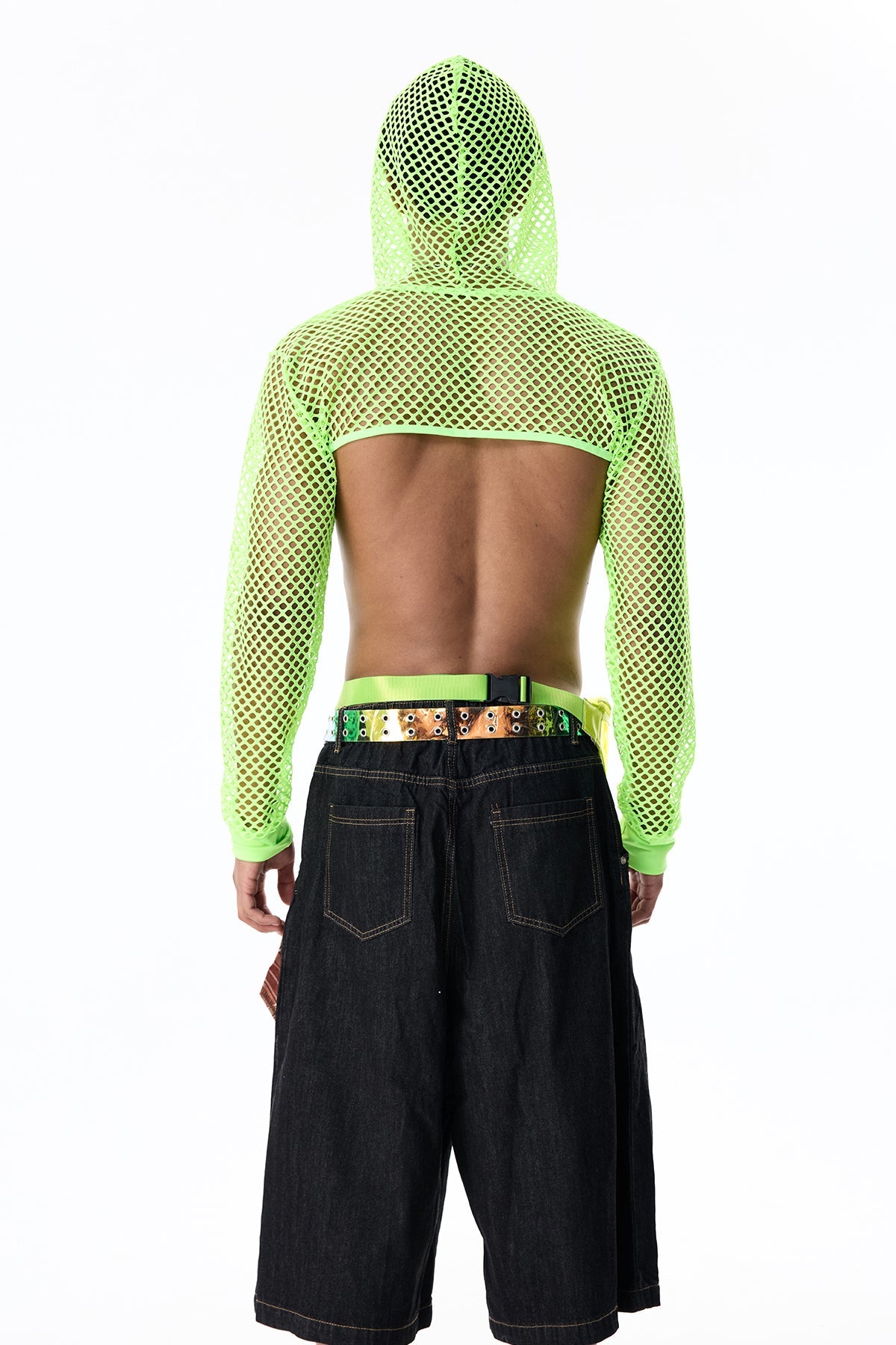 Clear Mist Long Sleeve Hooded Crop Top With Fanny Pack