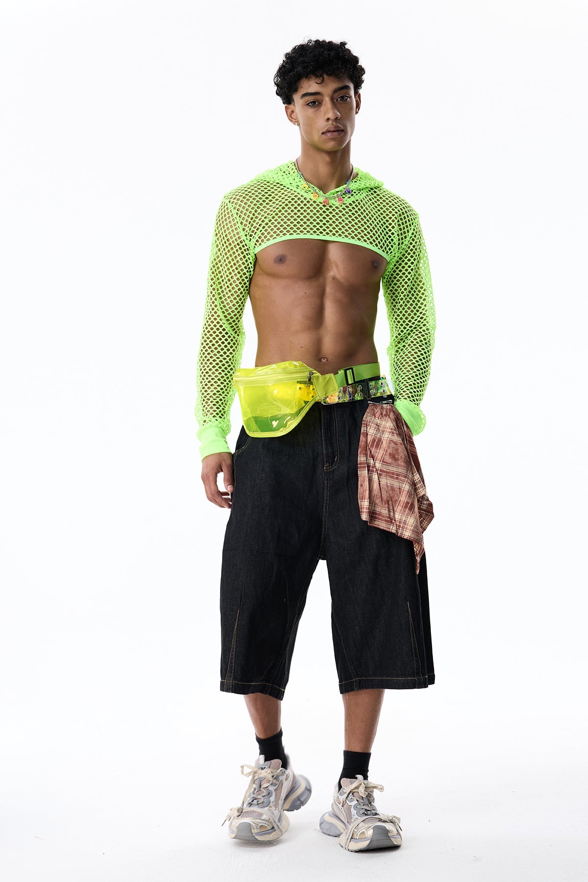 Clear Mist Long Sleeve Hooded Crop Top With Fanny Pack