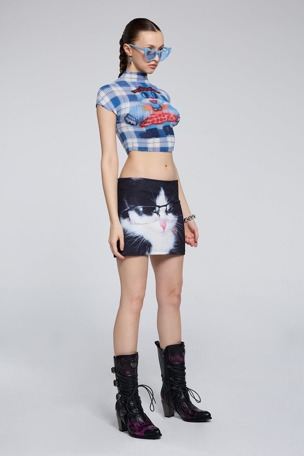 Cloud Scream Y2K Print Crop Top