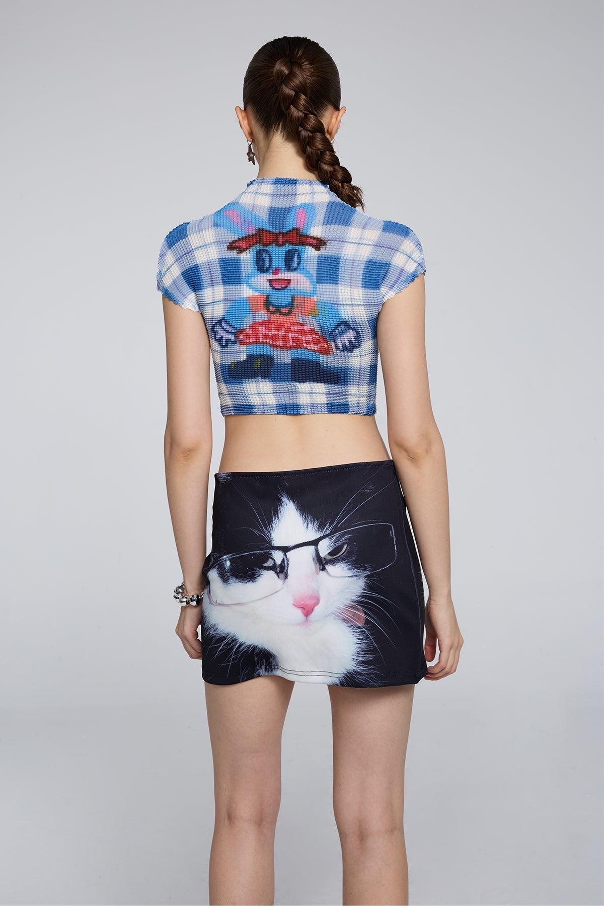 Cloud Scream Y2K Print Crop Top
