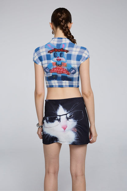 Cloud Scream Y2K Print Crop Top