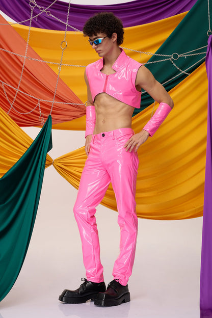 Coal Bind Sleeveless Leather Pants Set