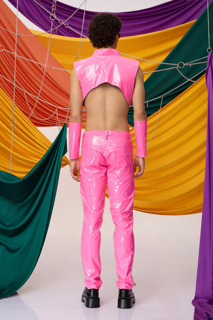Coal Bind Sleeveless Leather Pants Set