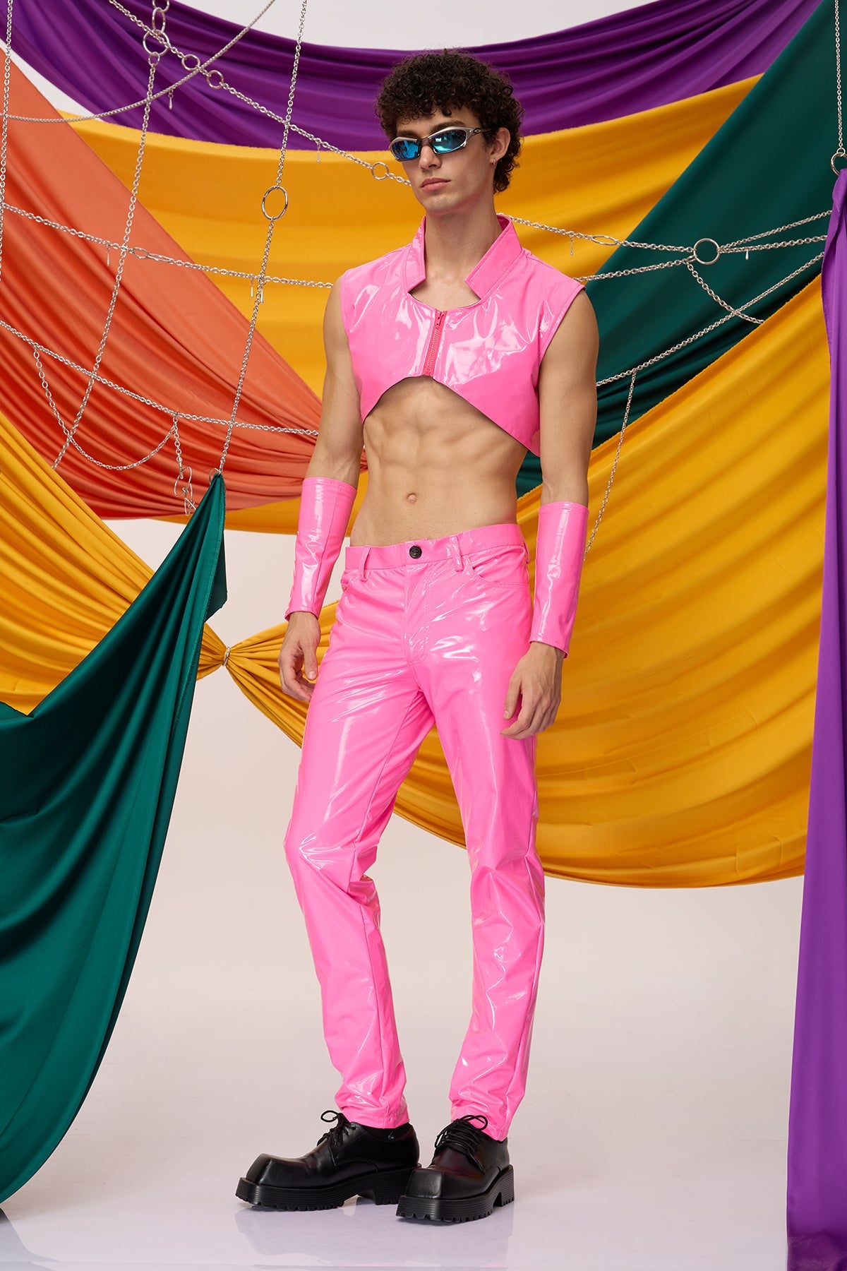 Coal Bind Sleeveless Leather Pants Set