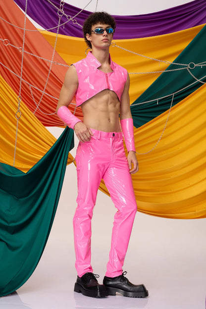 Coal Bind Sleeveless Leather Pants Set