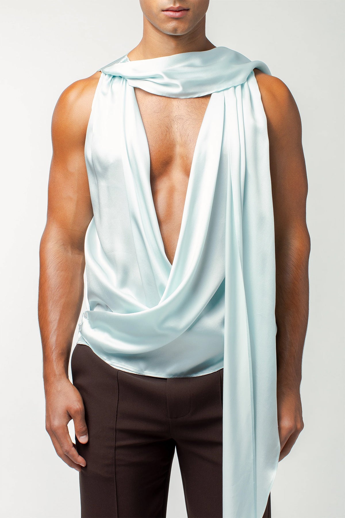 Coal Sheet Ruched Silk Top