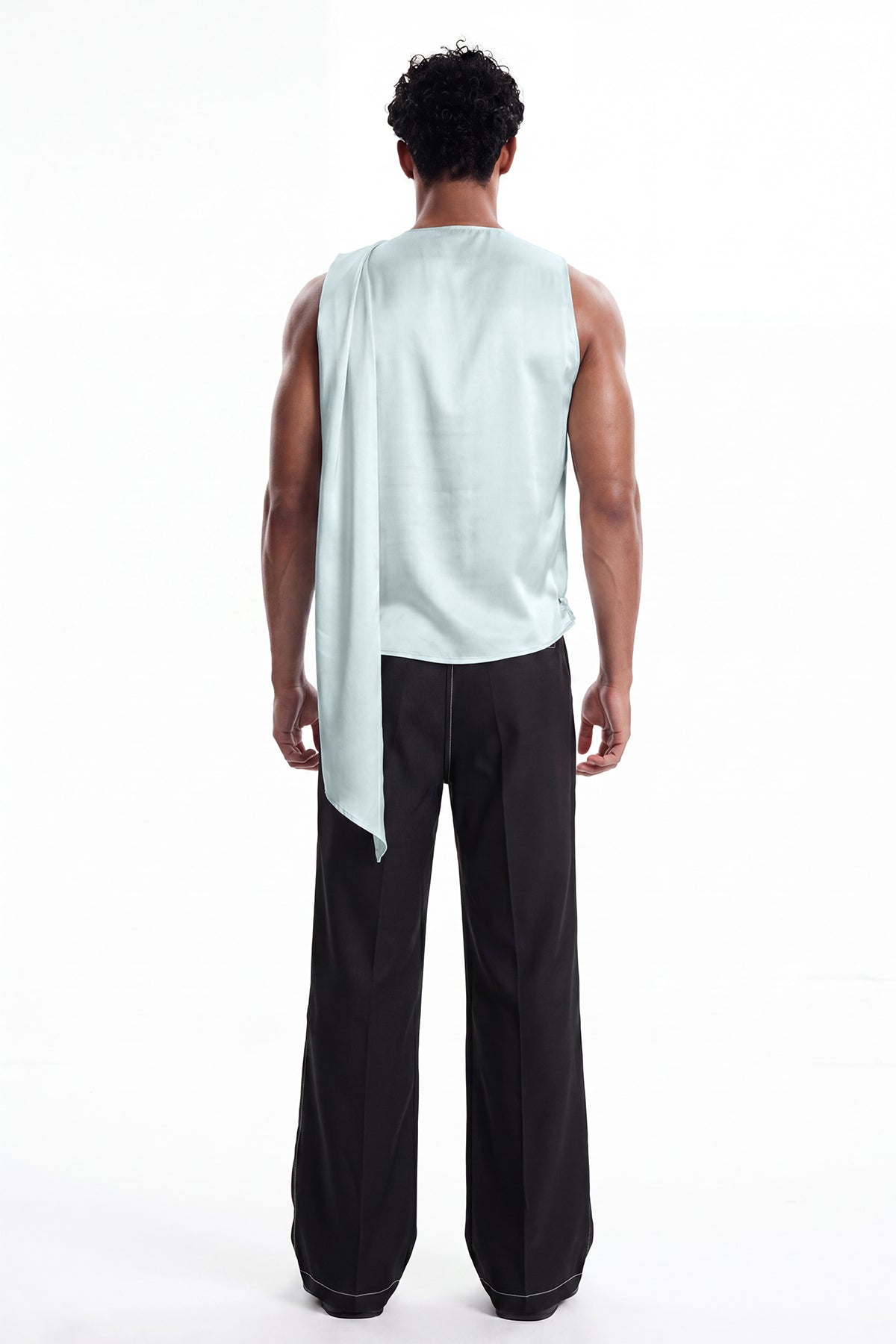 Coal Sheet Ruched Silk Top