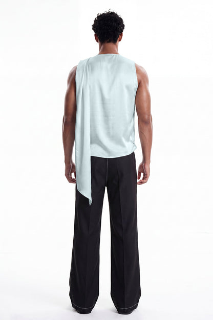 Coal Sheet Ruched Silk Top