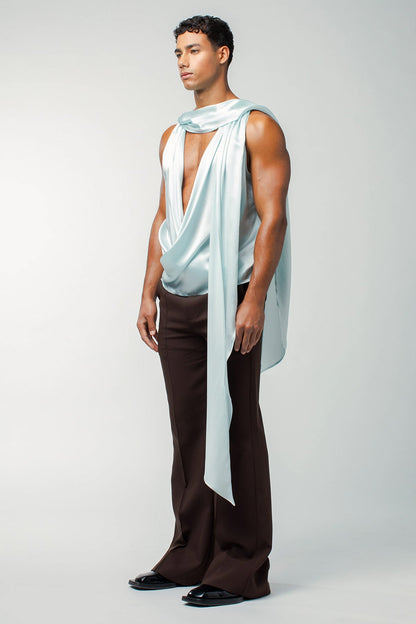 Coal Sheet Ruched Silk Top