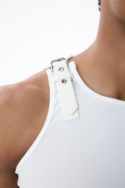 Coal Thread Buckle Top White