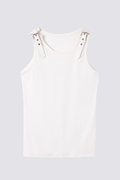 Coal Thread Buckle Top White