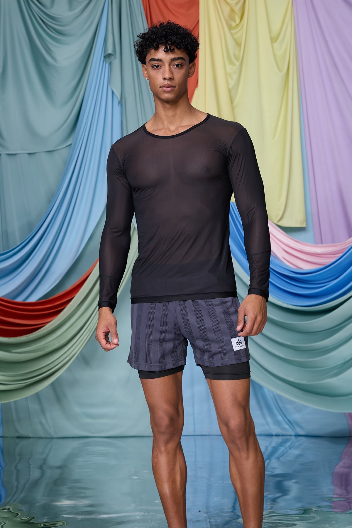 Cobalt Net Long Sleeve Mesh Top