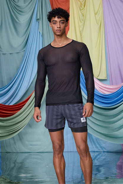 Cobalt Net Long Sleeve Mesh Top