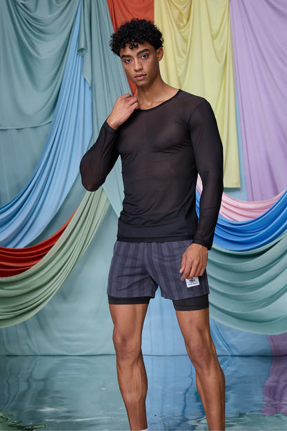 Cobalt Net Long Sleeve Mesh Top