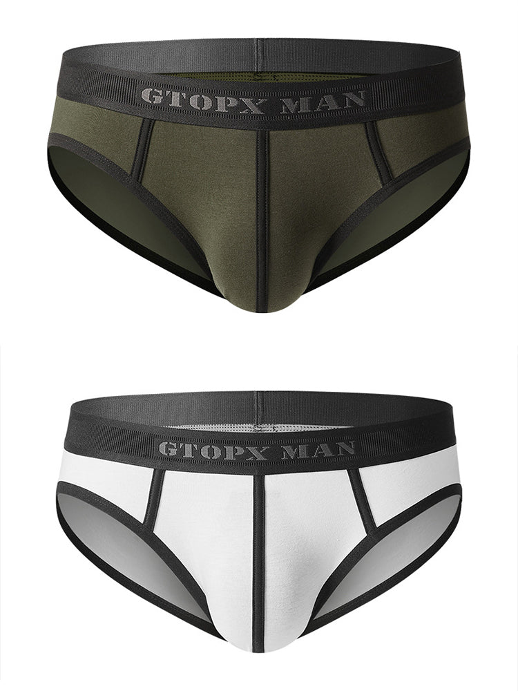 Men’s Spliced Lines U Convex Pouch Cotton Briefs