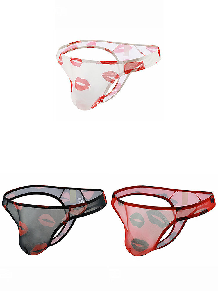 3 Pack Sexy Print Low-rise Thongs for Men