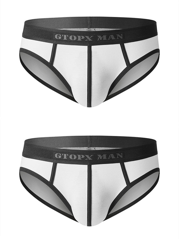 Men’s Spliced Lines U Convex Pouch Cotton Briefs