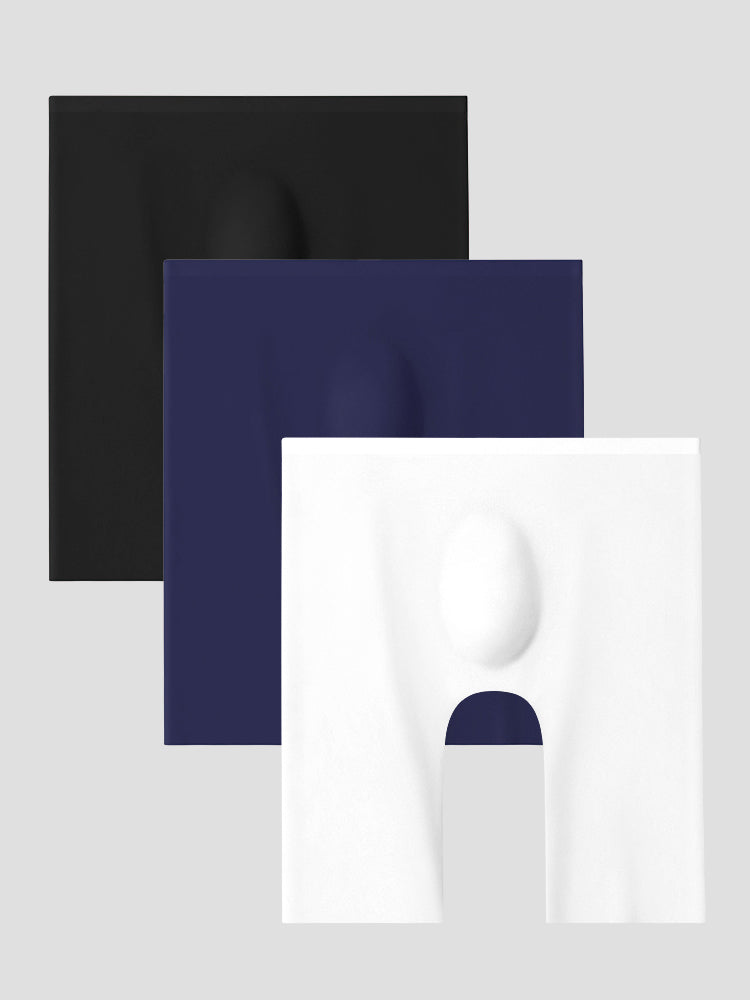 3 Pack Men's Breathable Seamless Mid-Length Boxer Briefs