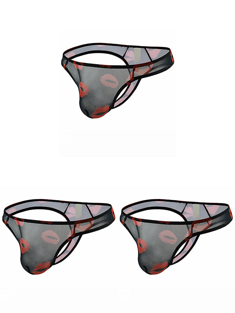 3 Pack Sexy Print Low-rise Thongs for Men