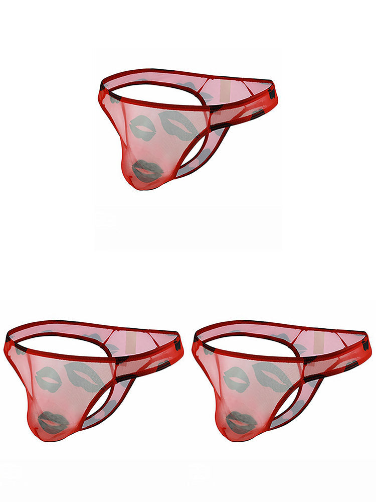 3 Pack Sexy Print Low-rise Thongs for Men