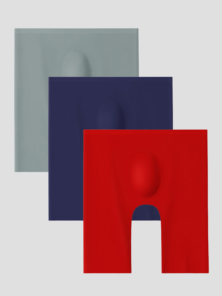 3 Pack Men's Breathable Seamless Mid-Length Boxer Briefs