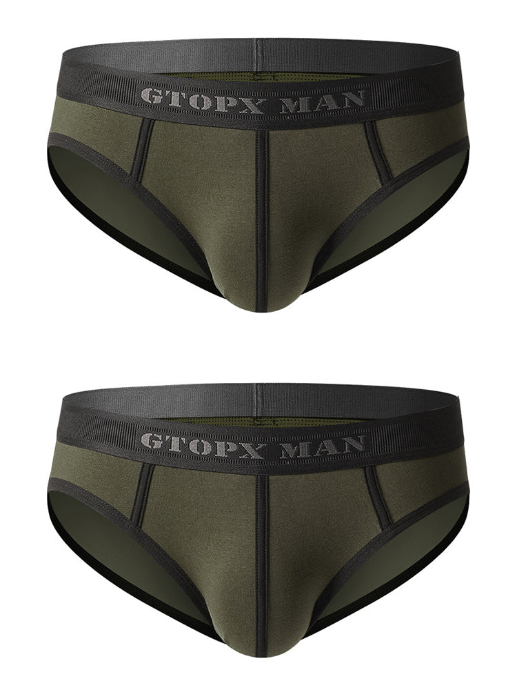 Men’s Spliced Lines U Convex Pouch Cotton Briefs