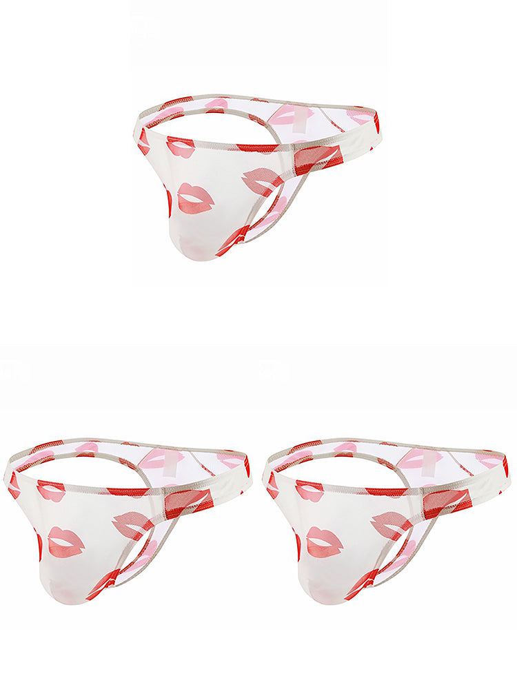 3 Pack Sexy Print Low-rise Thongs for Men