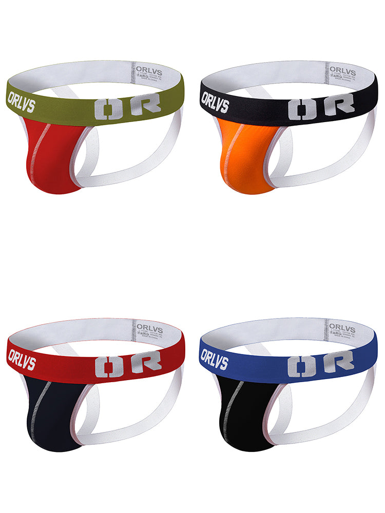4 Pack Contrast Colors Low Rise Jockstraps