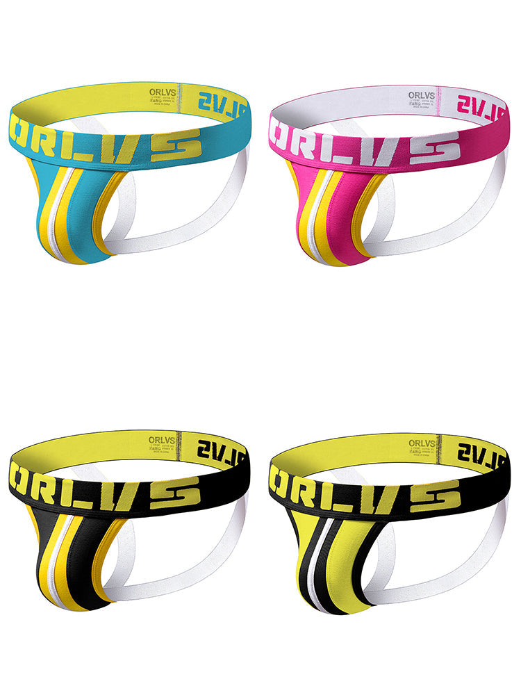 4 Pack Contrast Colors Low Rise Jockstraps