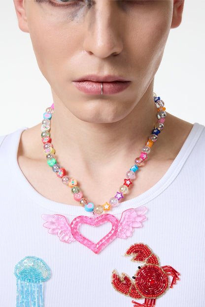 Color Gleam Heart Acrylic Necklace