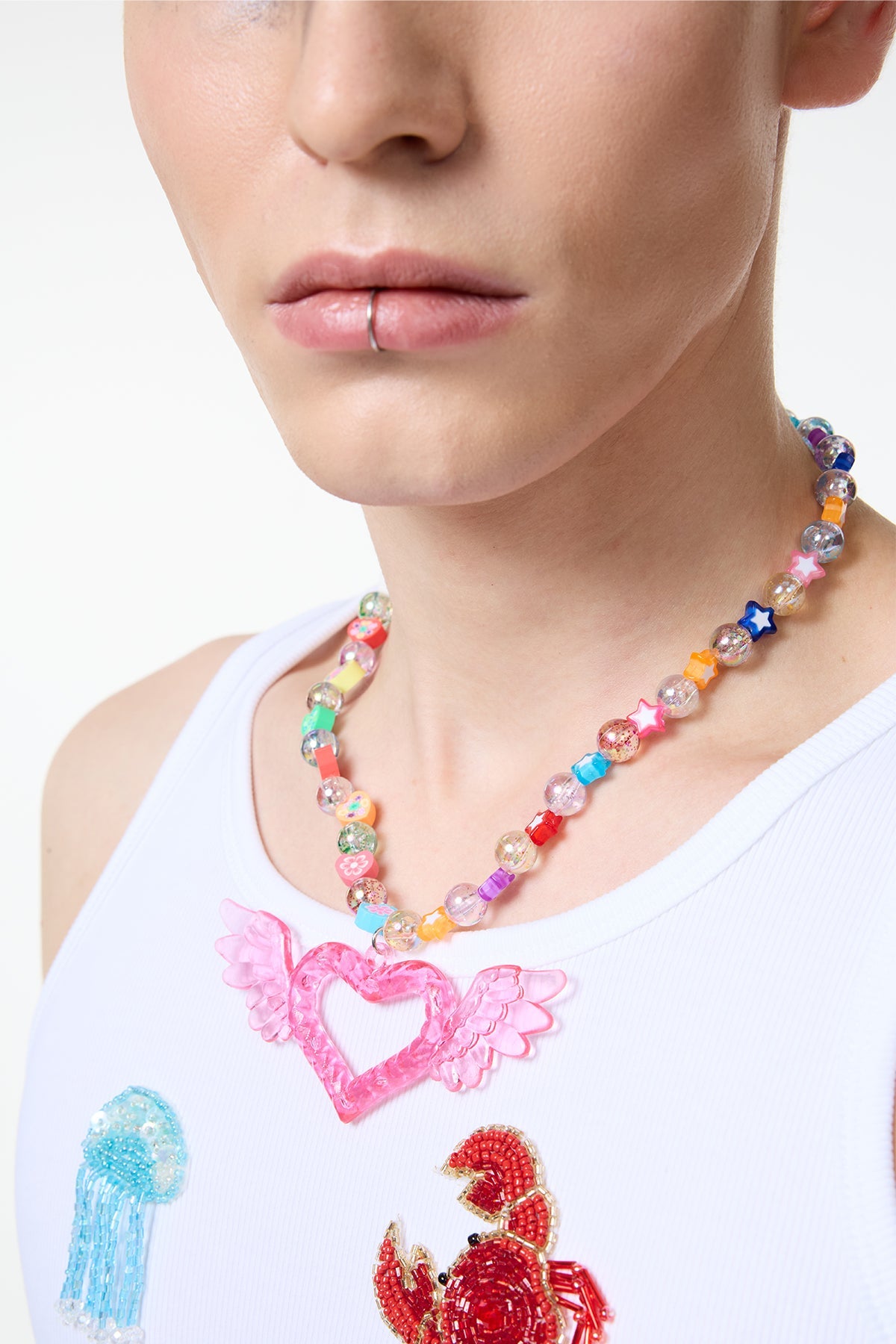 Color Gleam Heart Acrylic Necklace