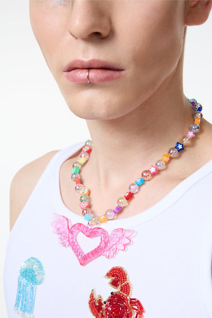 Color Gleam Heart Acrylic Necklace