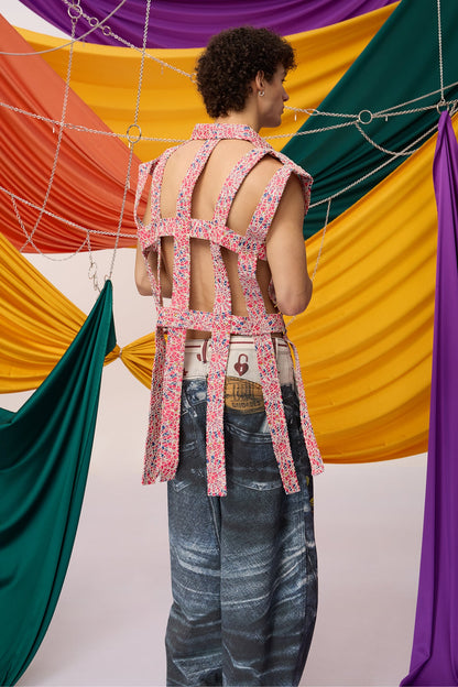 Color Surge Cutout Embroidery Sleeveless Top