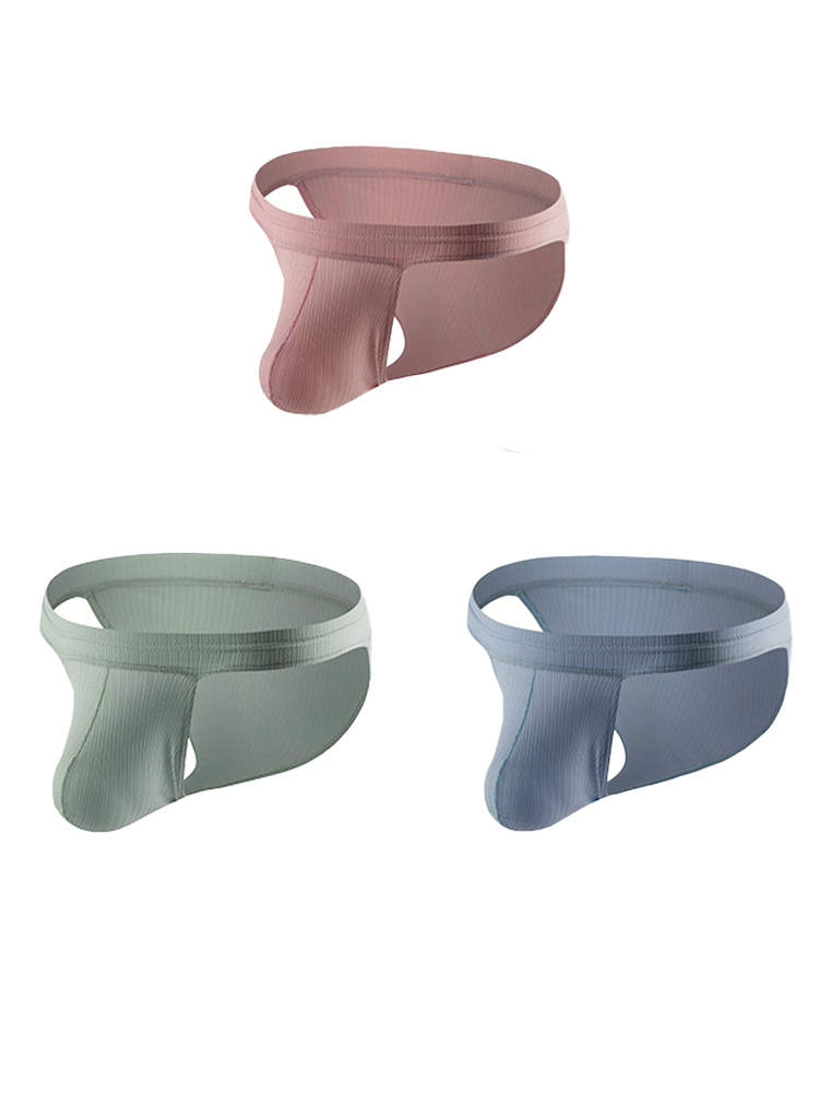 3 Pack Men's Threaded Fabric Briefs with U Convex Pouch