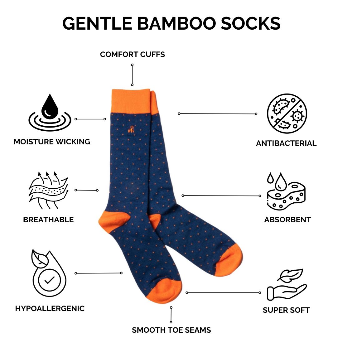 Tangerine Orange Bamboo Socks (Comfort Cuff)