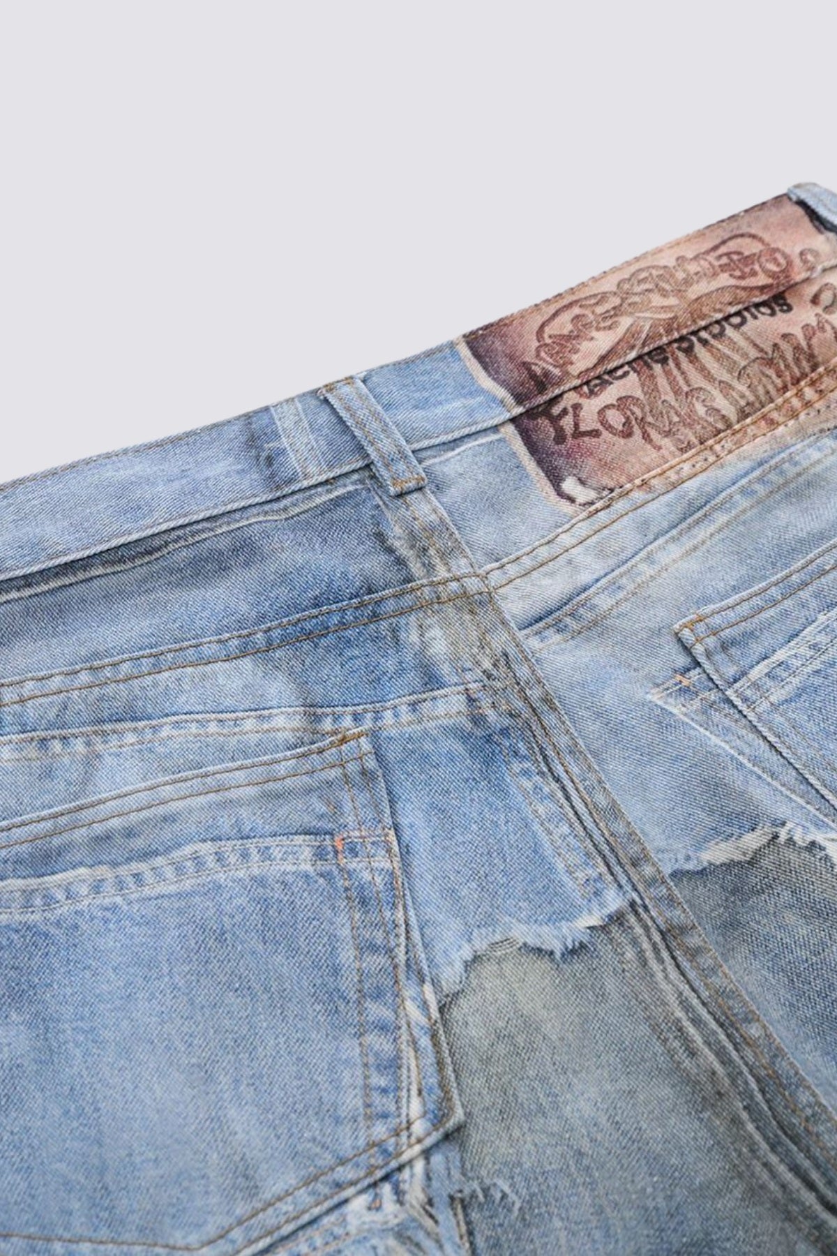 Complex Fade Print Capri Wide Leg Jeans