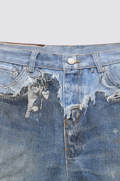Complex Fade Print Capri Wide Leg Jeans