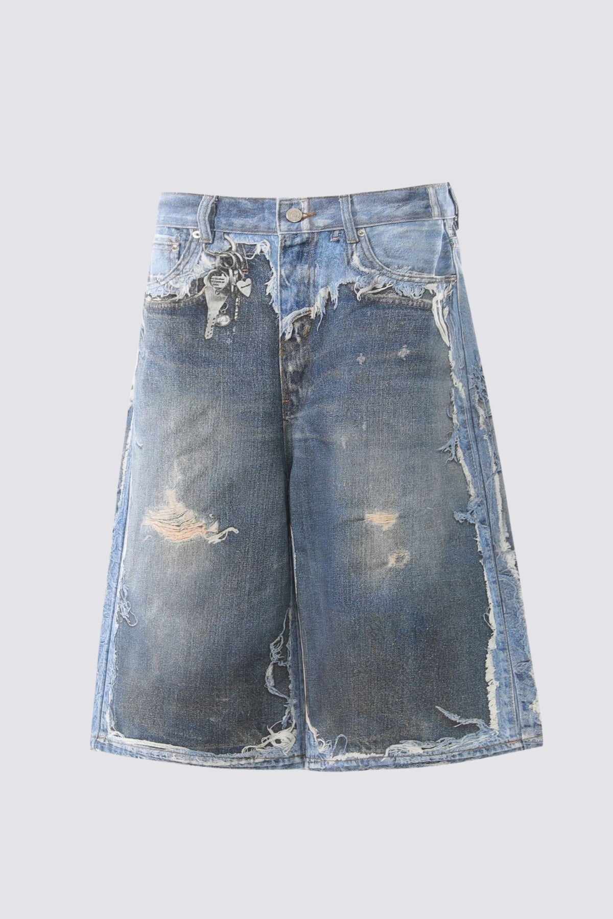 Complex Fade Print Capri Wide Leg Jeans