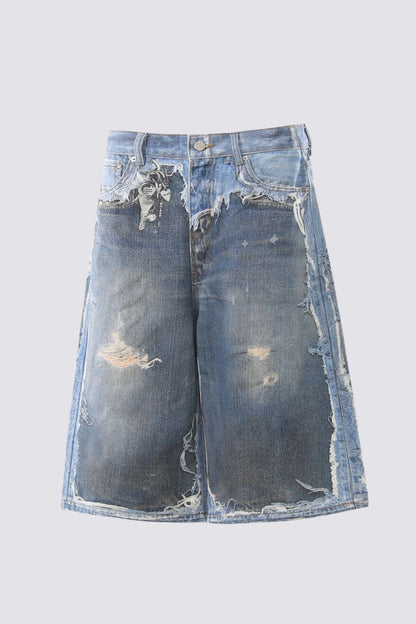 Complex Fade Print Capri Wide Leg Jeans