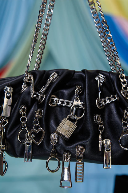 Complex Hide Hardware Charm Shoulder Bag