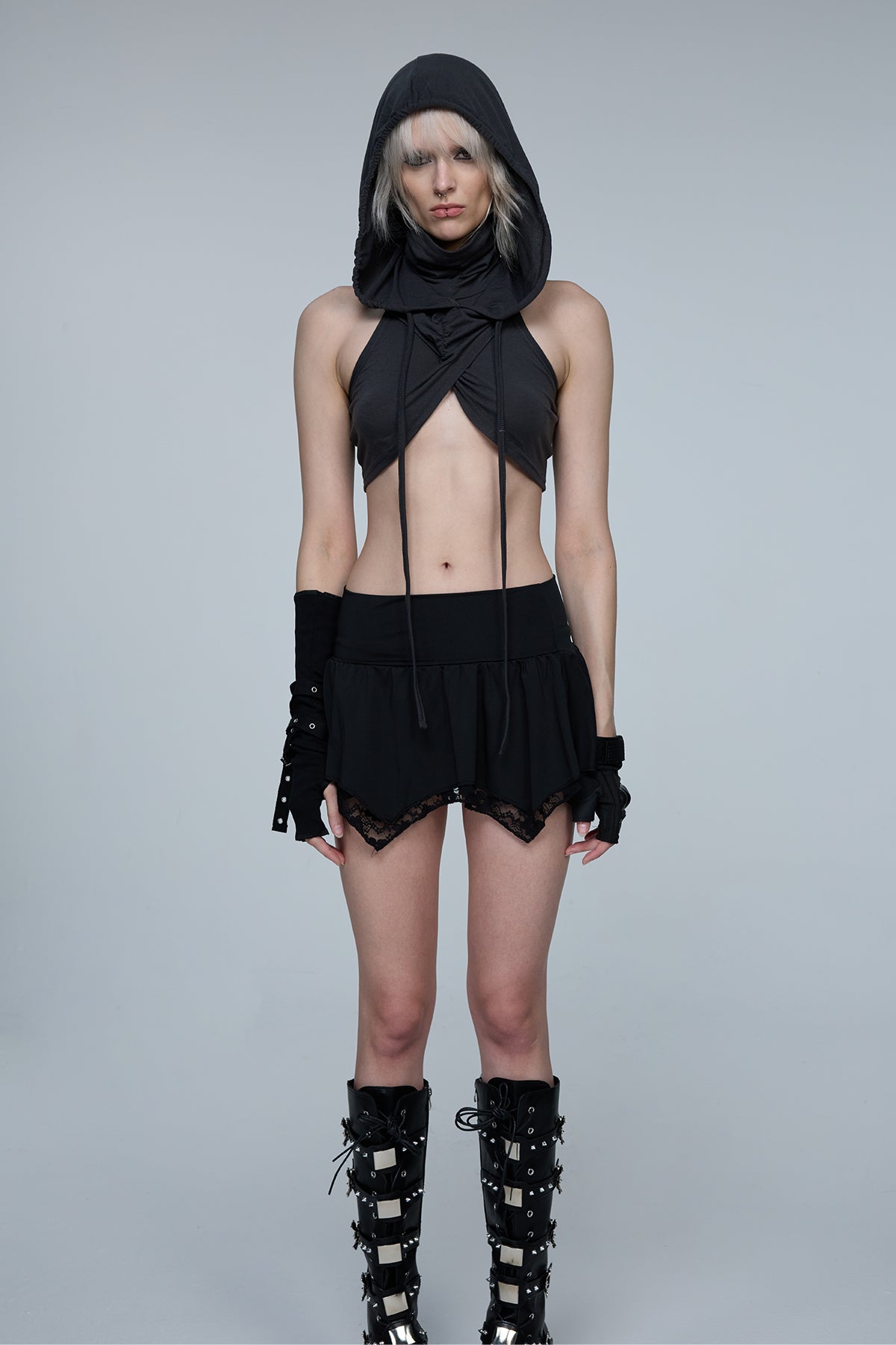 Complex Rise Hooded Crop Top
