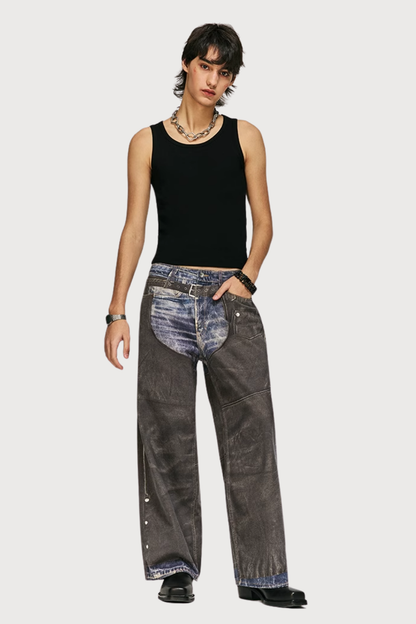 Concrete Dream Print Straight Jeans