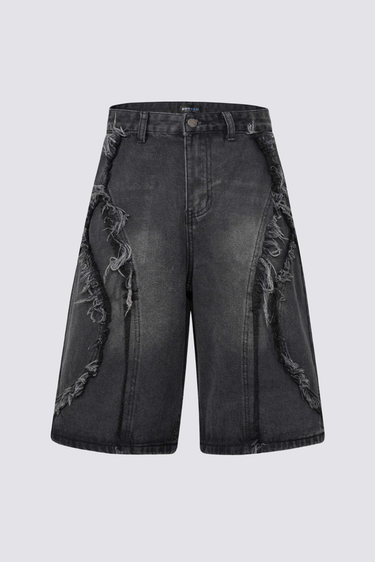 Concrete Fade Denim Shorts Black
