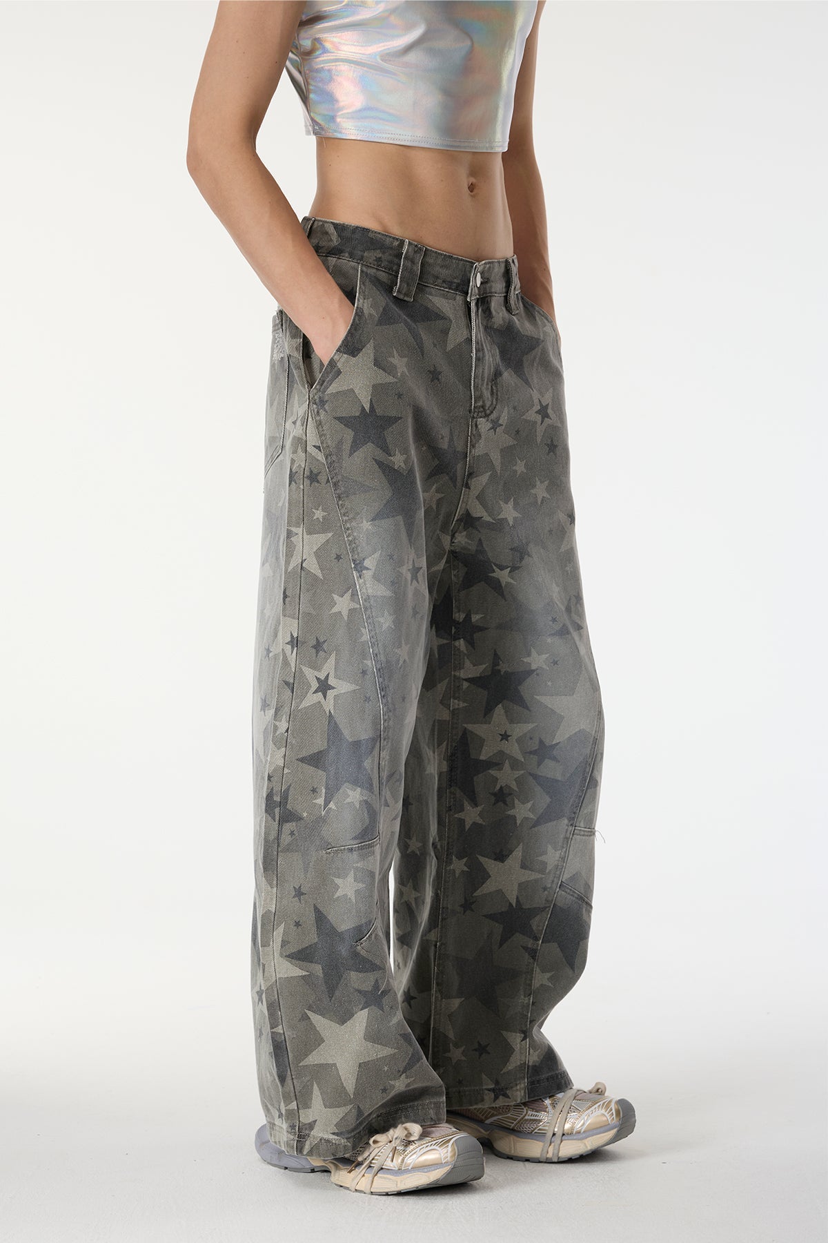 Control Dust Camouflage Star Wide Leg Jeans