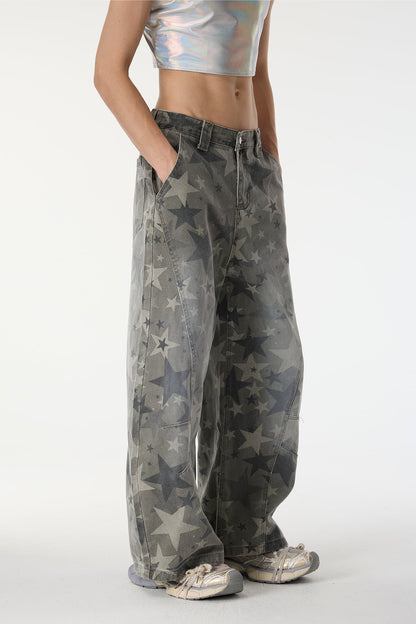 Control Dust Camouflage Star Wide Leg Jeans