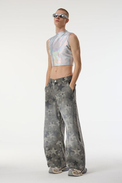 Control Dust Camouflage Star Wide Leg Jeans