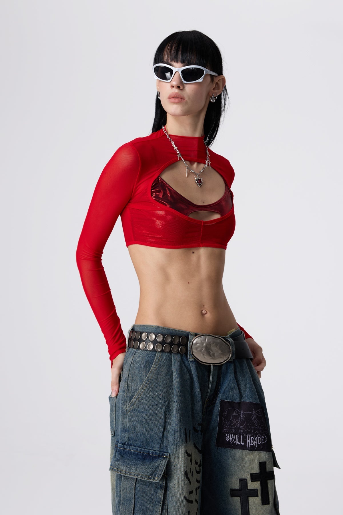 Cool Trim Cutout Long Sleeve Crop Top